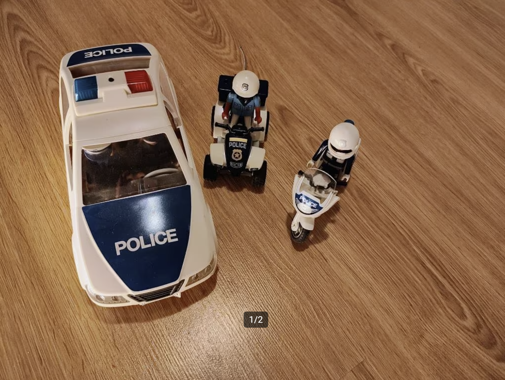 Politiewagen, quad en motor